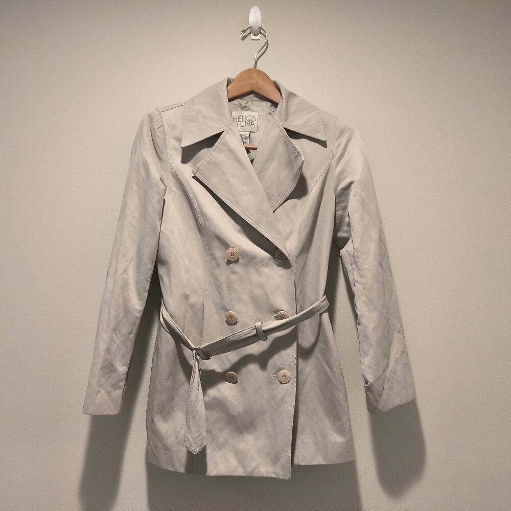 Helios & Luna  Women's Beige Double-Breasted Trench Coat  Size 4